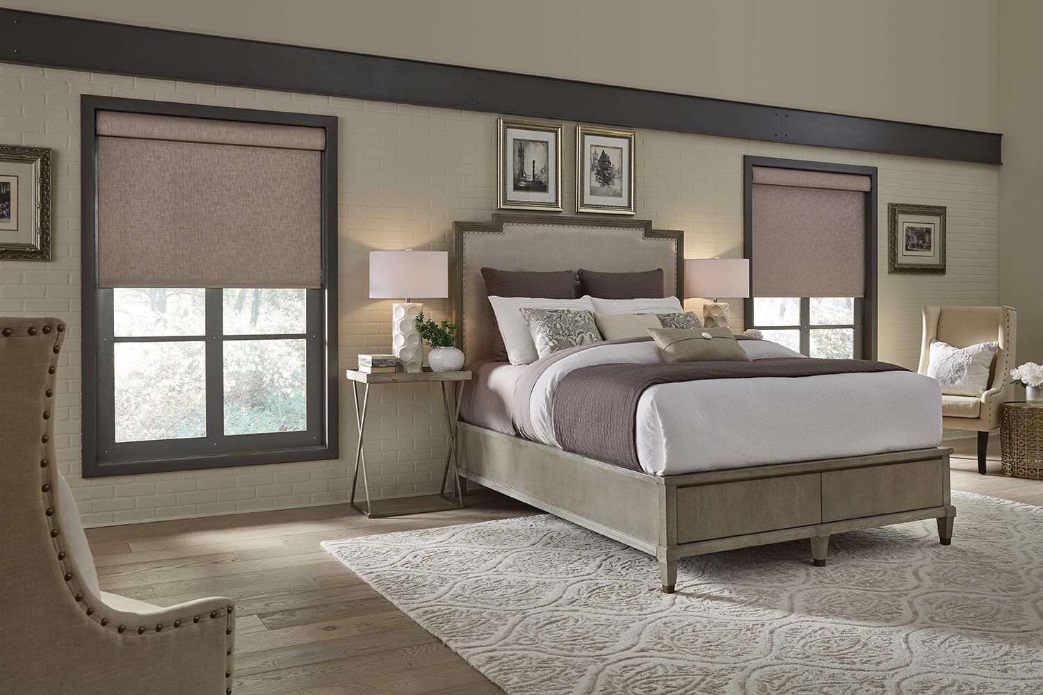 Lutron Shades in a bedroom